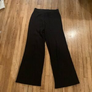 Subtitled Ribbed Sweater Pants with Drawstring Waist Size Small